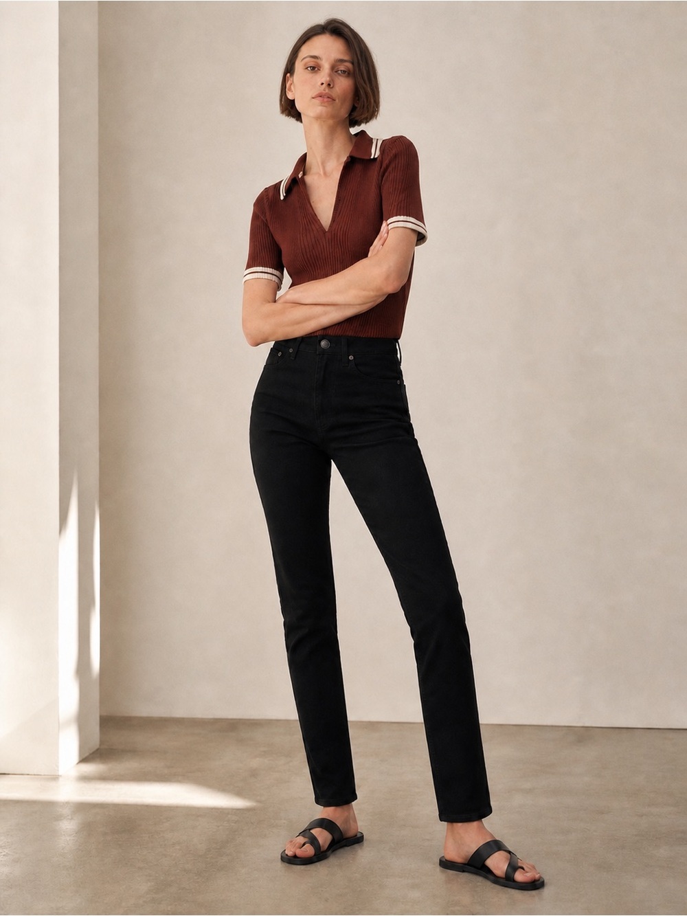 NWT Rag & Bone Wren High Rise Straight Leg Jeans in Black, Size 26